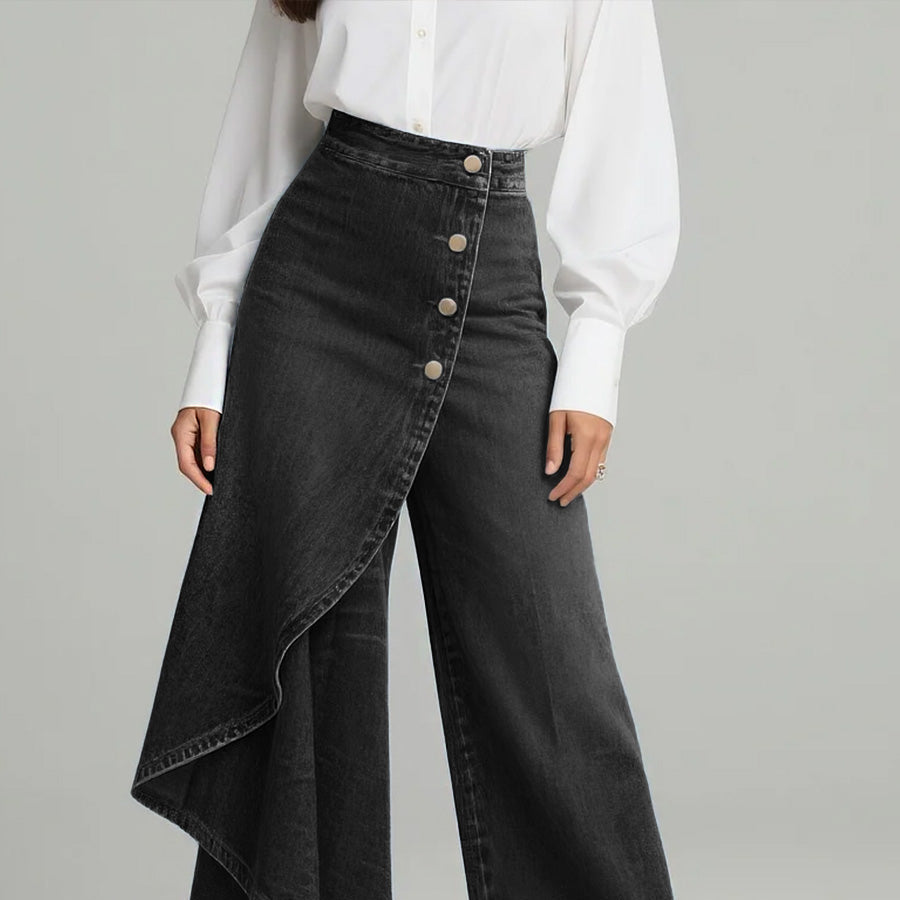Damenjeans mit hoher Taille, lockerer Passform und weitem Bein