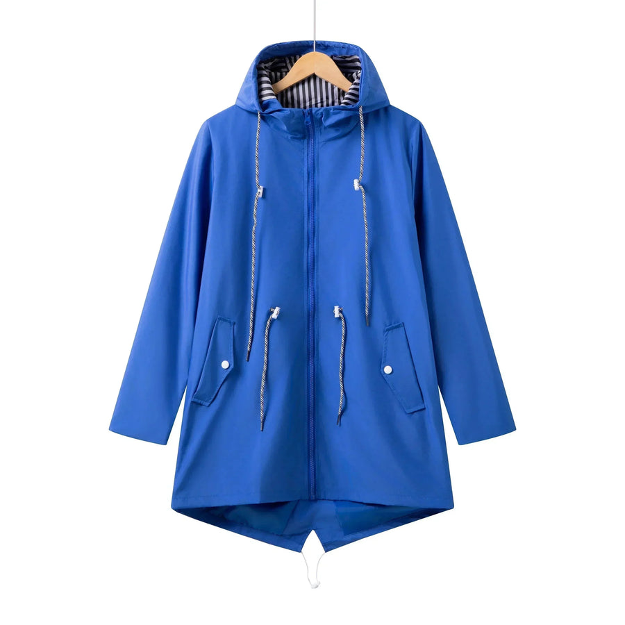 Damen Regenjacke mit Reißverschluss und Kordelzug