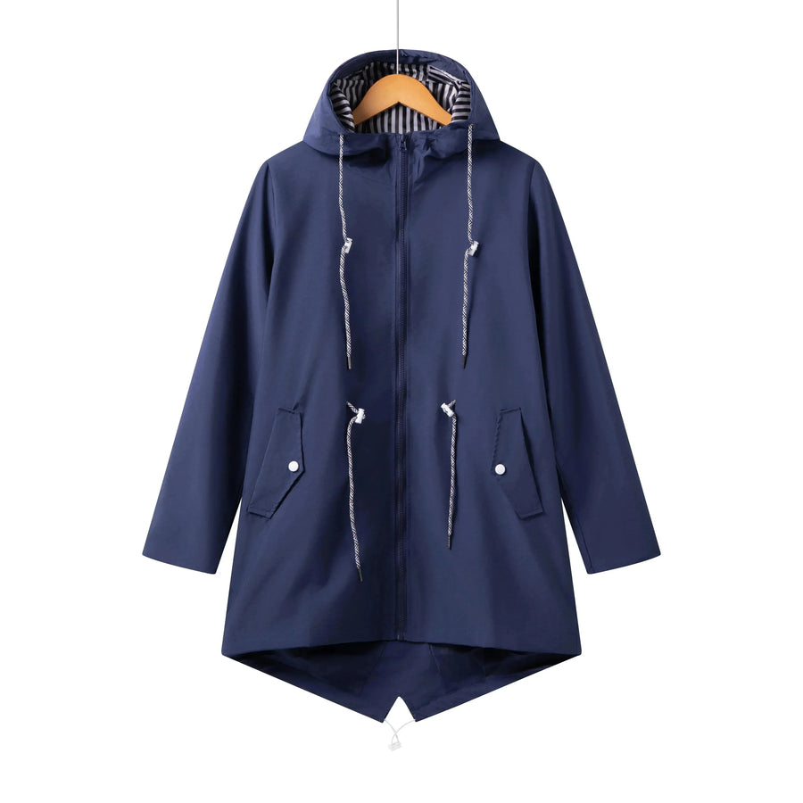Damen Regenjacke mit Reißverschluss und Kordelzug