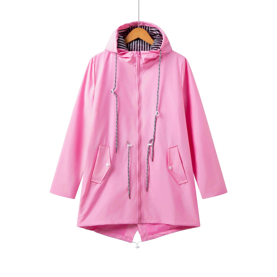 Damen Regenjacke mit Reißverschluss und Kordelzug