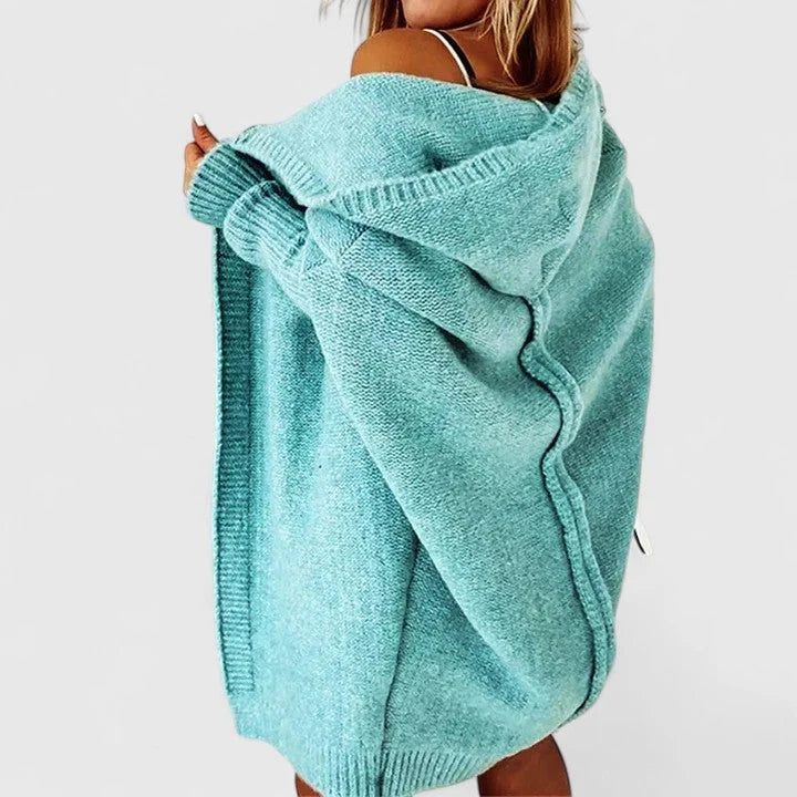 Oversized Damen Strickjacke mit Kapuze