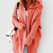 Oversized Damen Strickjacke mit Kapuze