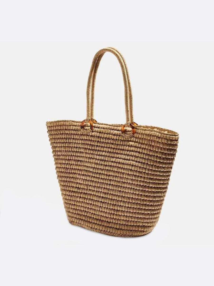 Alma | Klassische große Strohtasche für Damen mit Schulterriemen – Handgewebte Tote Bag