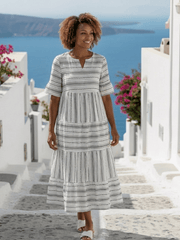 Parisa | Damen Gestreiftes Stufenkleid – Tiered Sommerkleid Streifen Kurzarm 2026