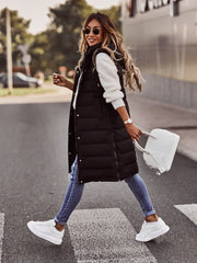 Elegante Knielange Damen-Steppweste für stilvolle Layering-looks