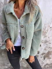 Katharina | Plus Size Damen Cardigan Knopfverschluss Kragen Taschen