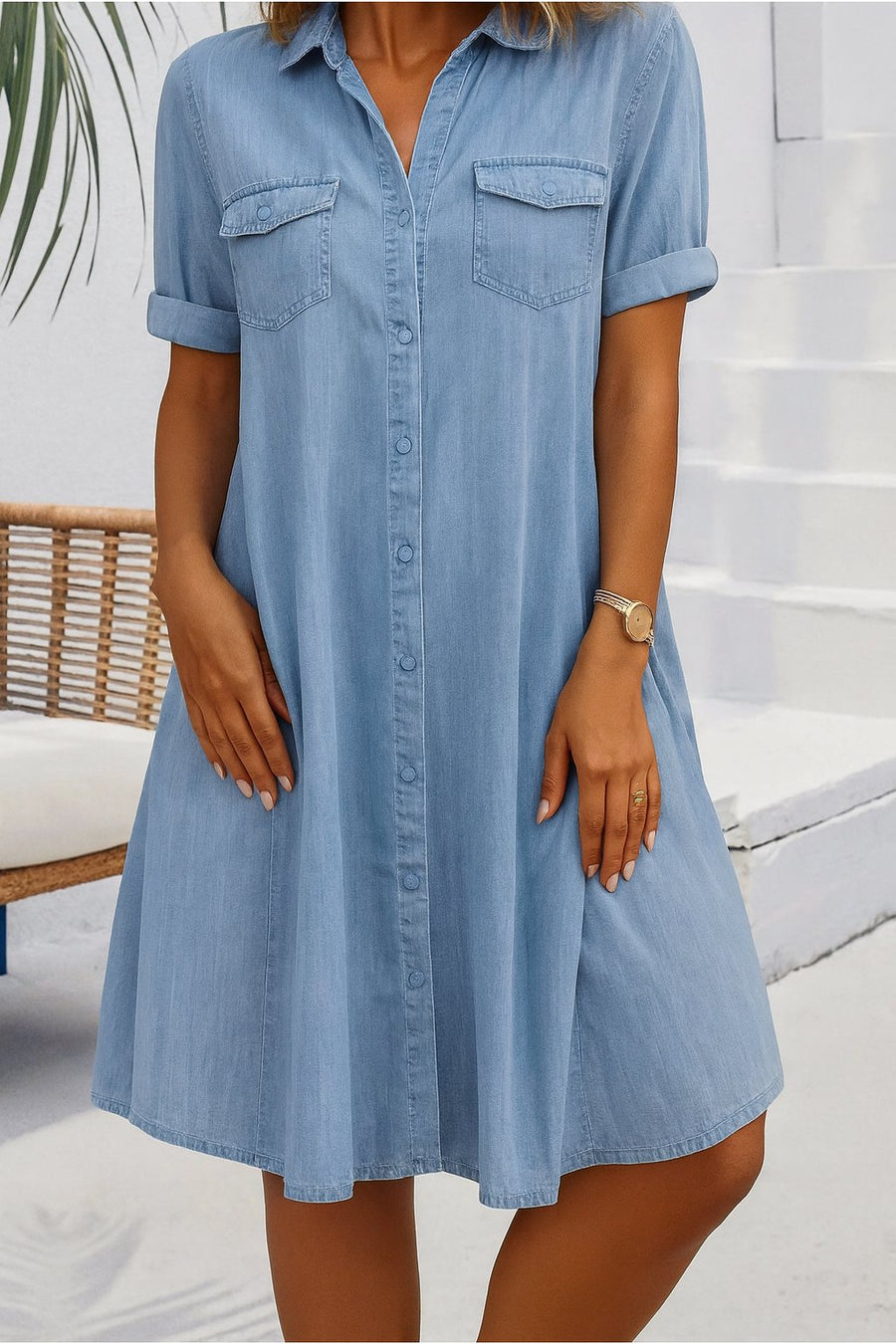 Katharina | Plus Size Jeanskleid Hemdkleid Knöpfen Leicht Casual