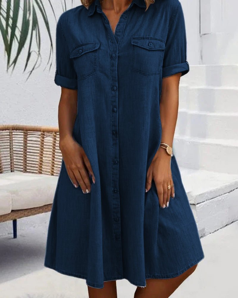 Katharina | Plus Size Jeanskleid Hemdkleid Knöpfen Leicht Casual