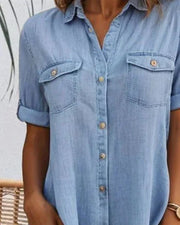 Katharina | Plus Size Jeanskleid Hemdkleid Knöpfen Leicht Casual