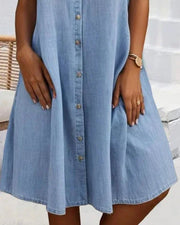 Katharina | Plus Size Jeanskleid Hemdkleid Knöpfen Leicht Casual