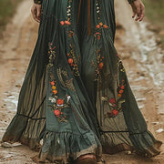 Sophie | Plus Size Maxikleid Blumenmuster V-Ausschnitt Bohemian Langarm