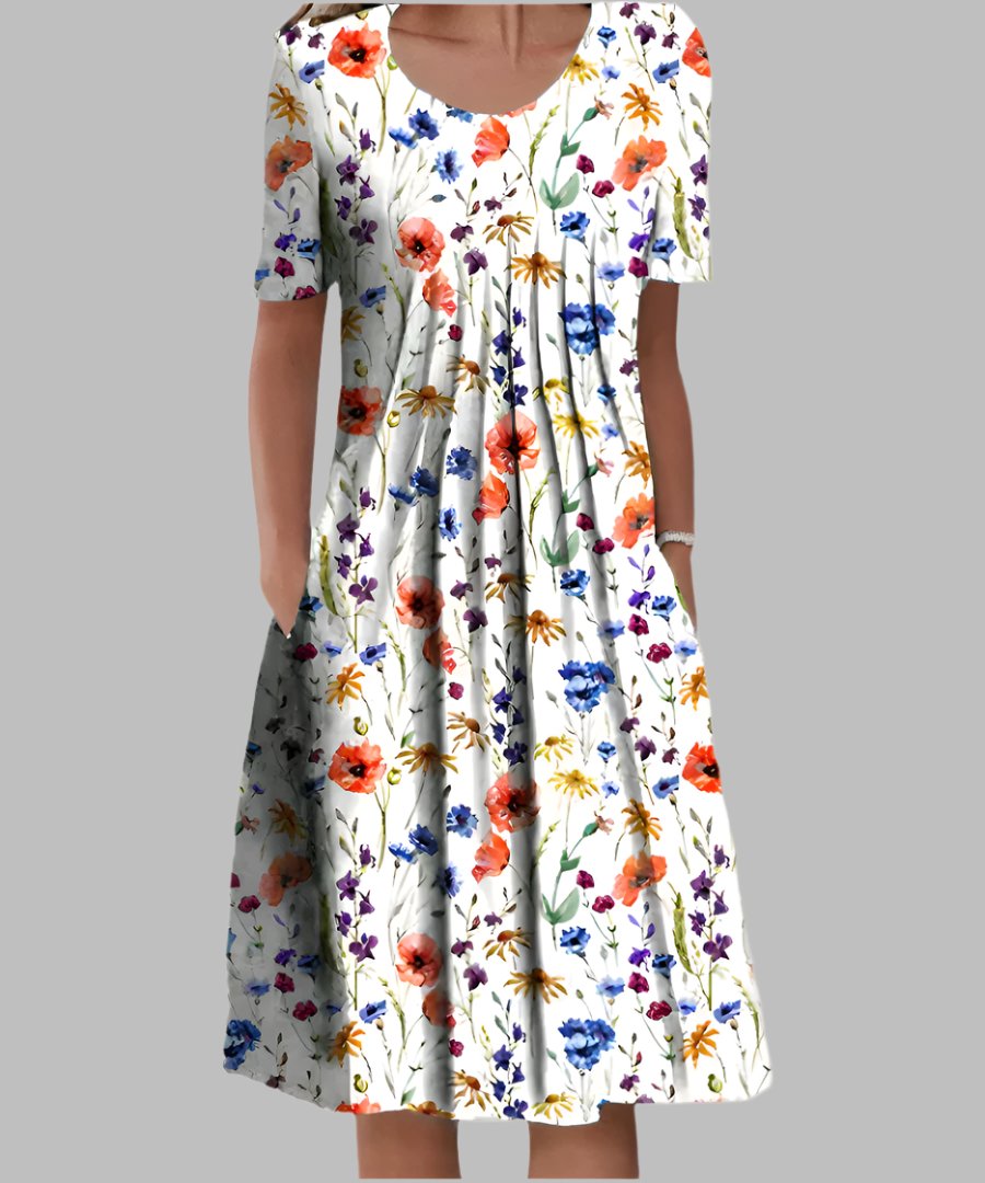 Luisa | Plus Size Midi Kleid Blumenmuster V-Ausschnitt