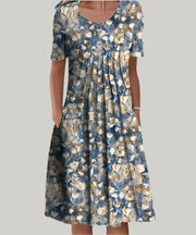 Luisa | Plus Size Midi Kleid Blumenmuster V-Ausschnitt