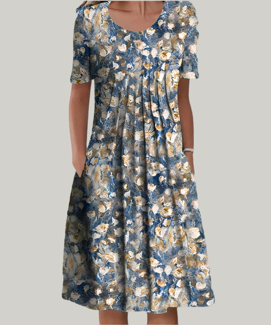 Luisa | Plus Size Midi Kleid Blumenmuster V-Ausschnitt