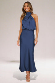 Marie | Plus Size Neckholder Kleid Elegant Satin Abendkleid Lang