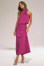 Marie | Plus Size Neckholder Kleid Elegant Satin Abendkleid Lang