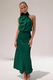 Marie | Plus Size Neckholder Kleid Elegant Satin Abendkleid Lang