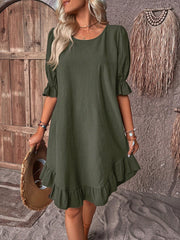 Marie | Plus Size Sommerkleid Rüschen Bauchkaschierend Freizeitkleid