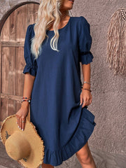 Marie | Plus Size Sommerkleid Rüschen Bauchkaschierend Freizeitkleid