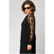 Leonie | Plus Size Spitzenkleid Langarm Elegantes Schwarzes Kleid