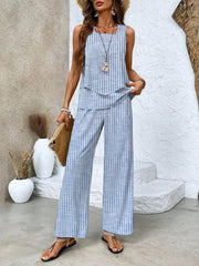 Katharina | Plus Size Zweiteiler Set Ärmellose Bluse Weite Hose
