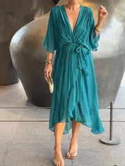 GINEVRA | Langes elegantes Kleid mit femininer Ausschnitt