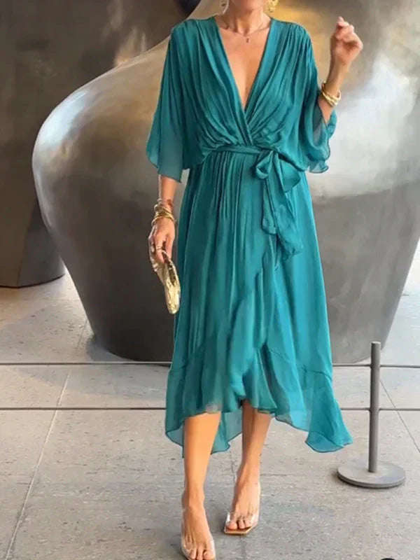 GINEVRA | Langes elegantes Kleid mit femininer Ausschnitt