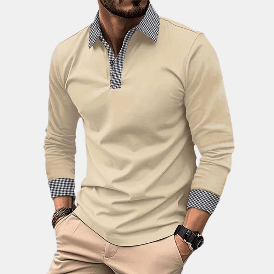 Poloshirt Herren Langarm Slim Fit