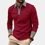 Poloshirt Herren Langarm Slim Fit