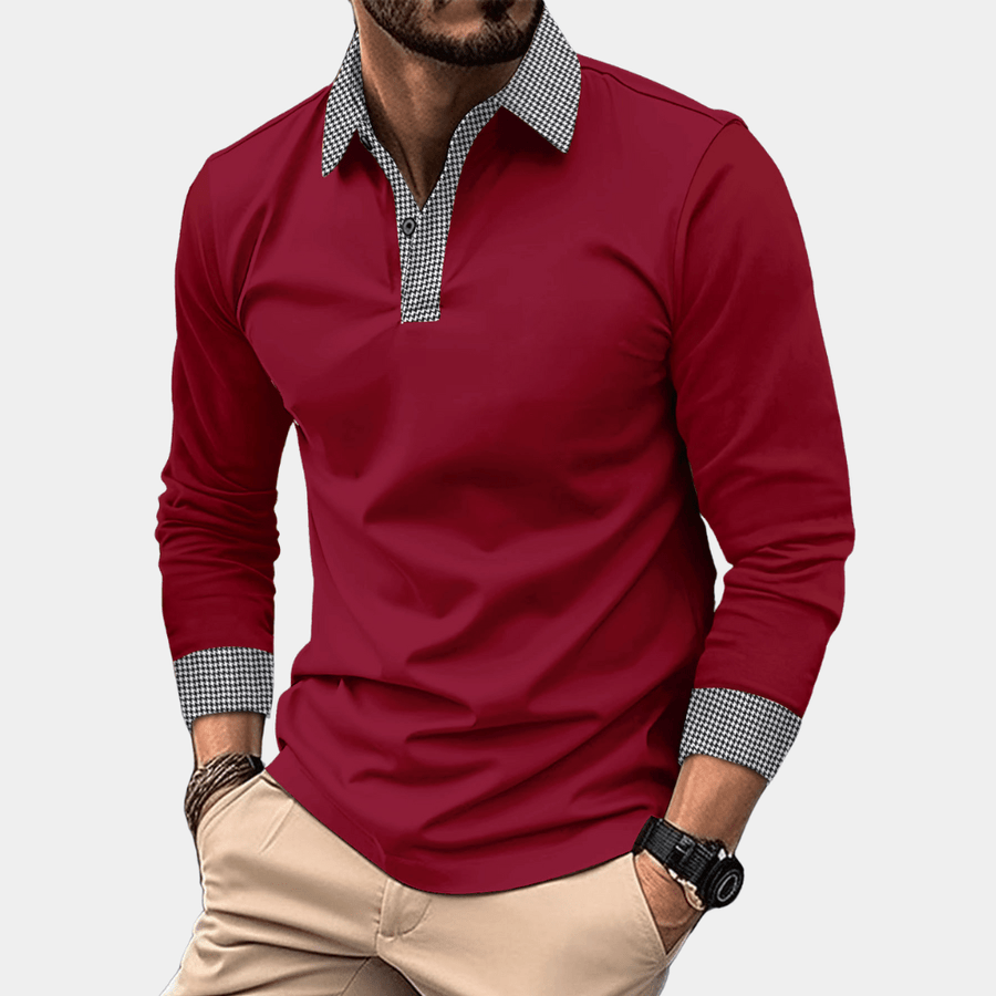 Poloshirt Herren Langarm Slim Fit