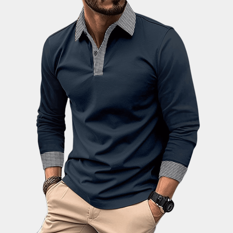 Poloshirt Herren Langarm Slim Fit