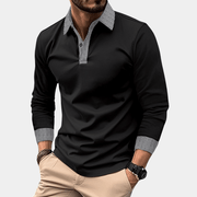 Poloshirt Herren Langarm Slim Fit