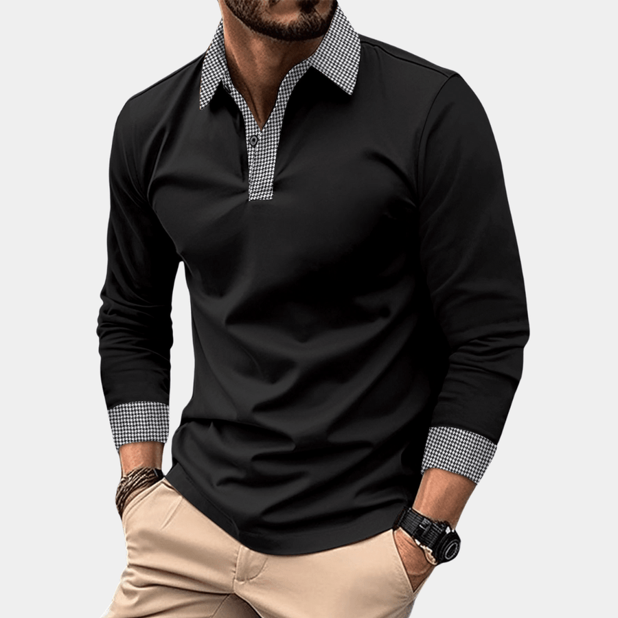 Poloshirt Herren Langarm Slim Fit