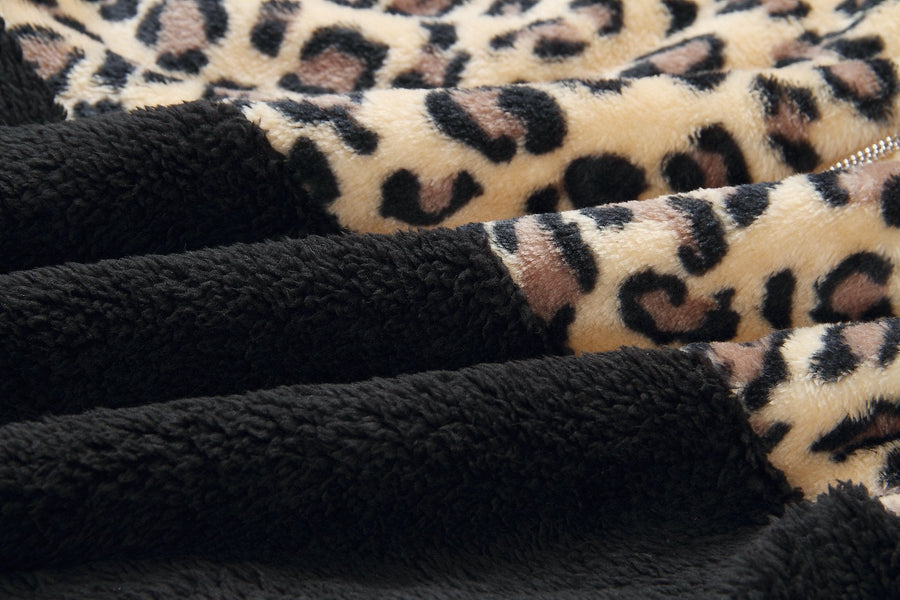 Teddy Pullover - extrem warmer und kuscheliger hoodie mit stylischem leopardenmuster für den frühling