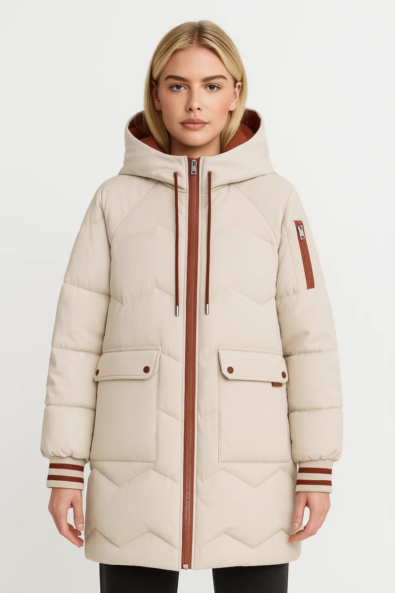 Pufferjacke Winter Damen Lang Beige