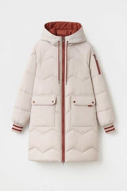 Pufferjacke Winter Damen Lang Beige