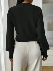 Damen Wickelpullover mit Bindegürtel – Übergangsjacke