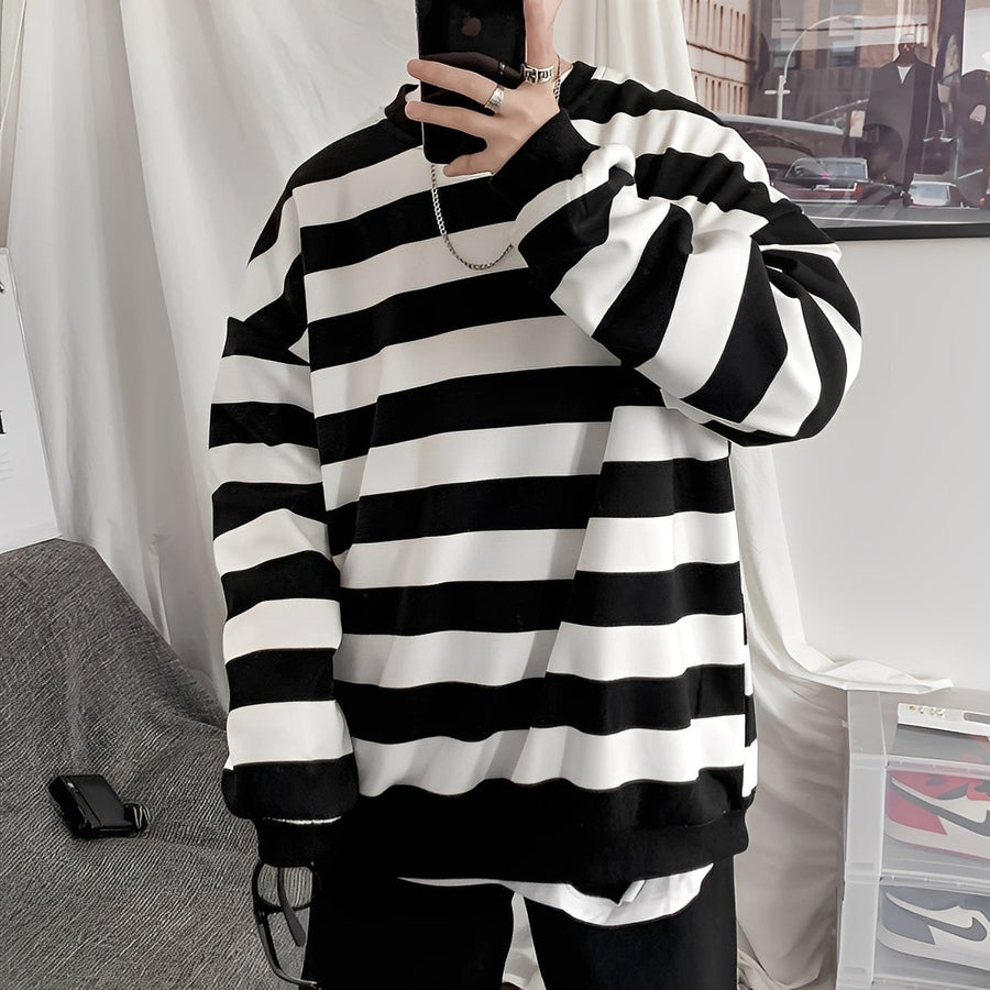 Pullover Herren Oversized Streifen