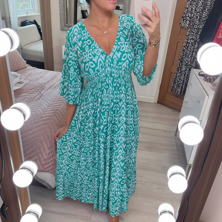 Lässiges V-Ausschnitt Sommerkleid – Leicht & Bequem