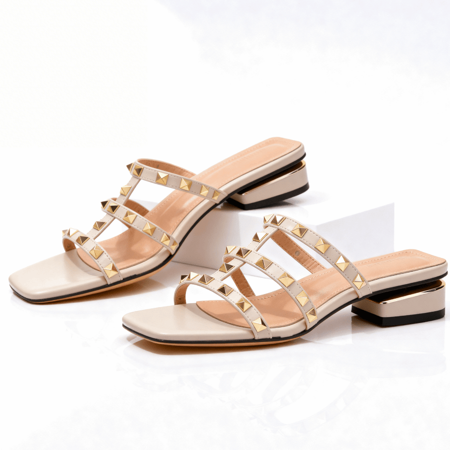 Riemchensandalen Damen mit Nieten und Absatz