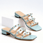 Riemchensandalen Damen mit Nieten und Absatz