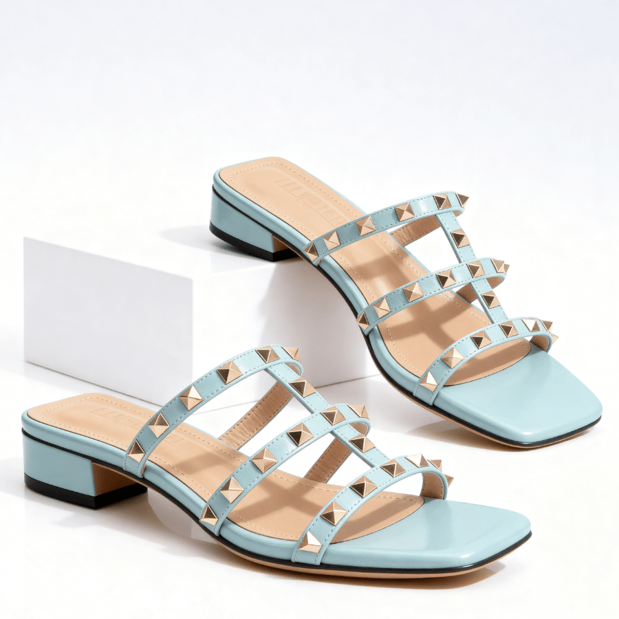 Riemchensandalen Damen mit Nieten und Absatz
