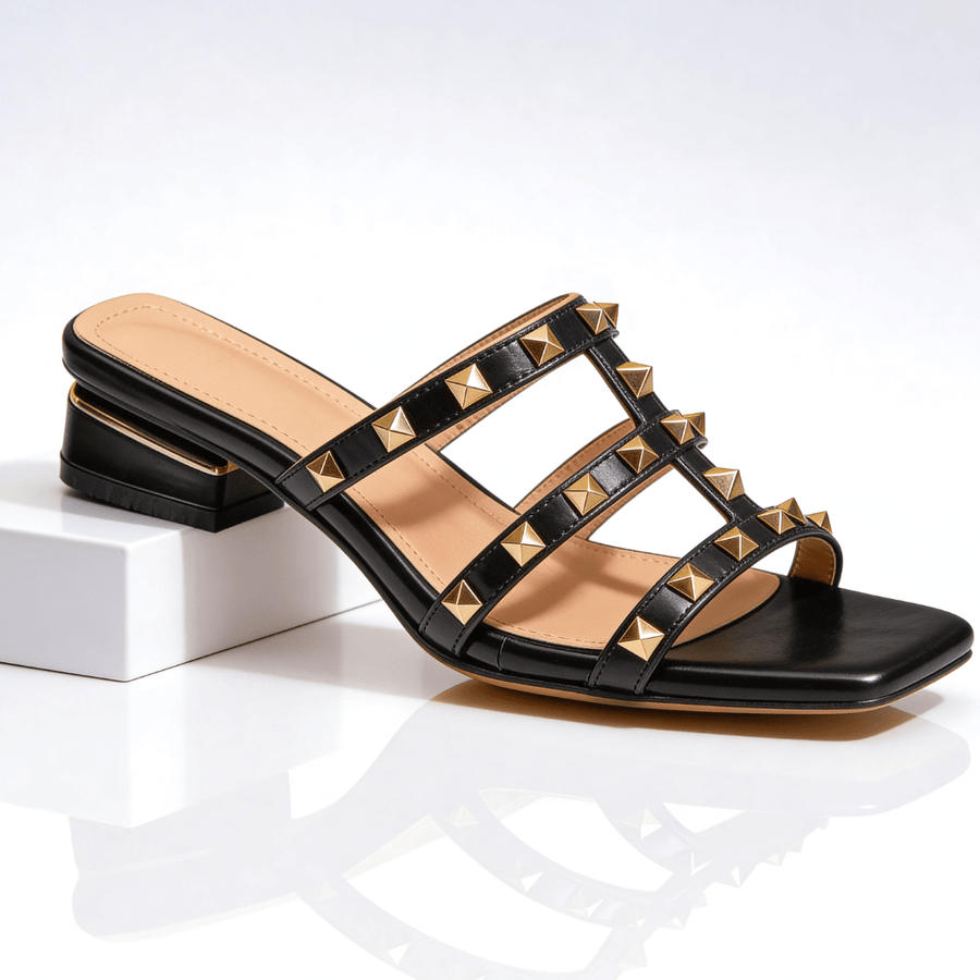 Riemchensandalen Damen mit Nieten und Absatz