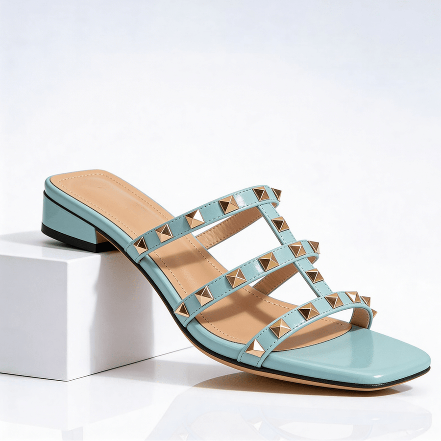 Riemchensandalen Damen mit Nieten und Absatz