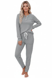 Rippenstrukturiertes zweiteiliges Set mit Langarmoberteil und Hose
