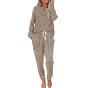 Rippenstrukturiertes zweiteiliges Set mit Langarmoberteil und Hose