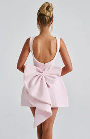 Rosa, ärmelloses A-Linien-Minikleid für Damen | Mit Perlenbesatz