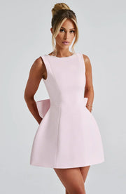 Rosa, ärmelloses A-Linien-Minikleid für Damen | Mit Perlenbesatz