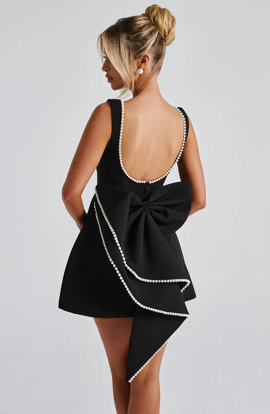 Rosa, ärmelloses A-Linien-Minikleid für Damen | Mit Perlenbesatz