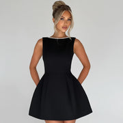 Rosa, ärmelloses A-Linien-Minikleid für Damen | Mit Perlenbesatz